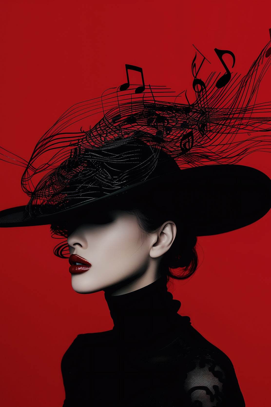Elegant Lady With Black Hat Modern Wall Art - beink online art store