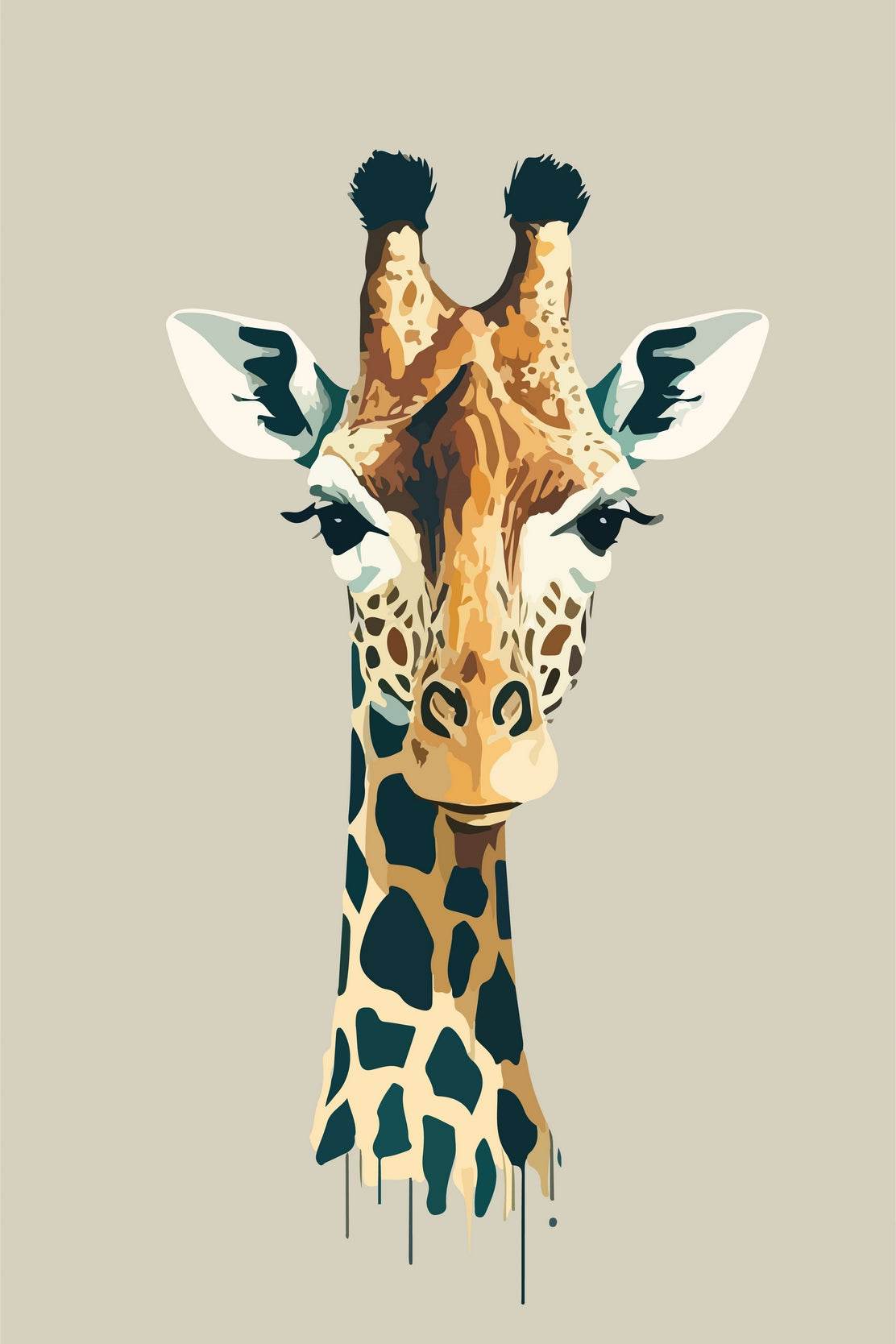 Painting of Giraffe Face Wall Art - beink online art store