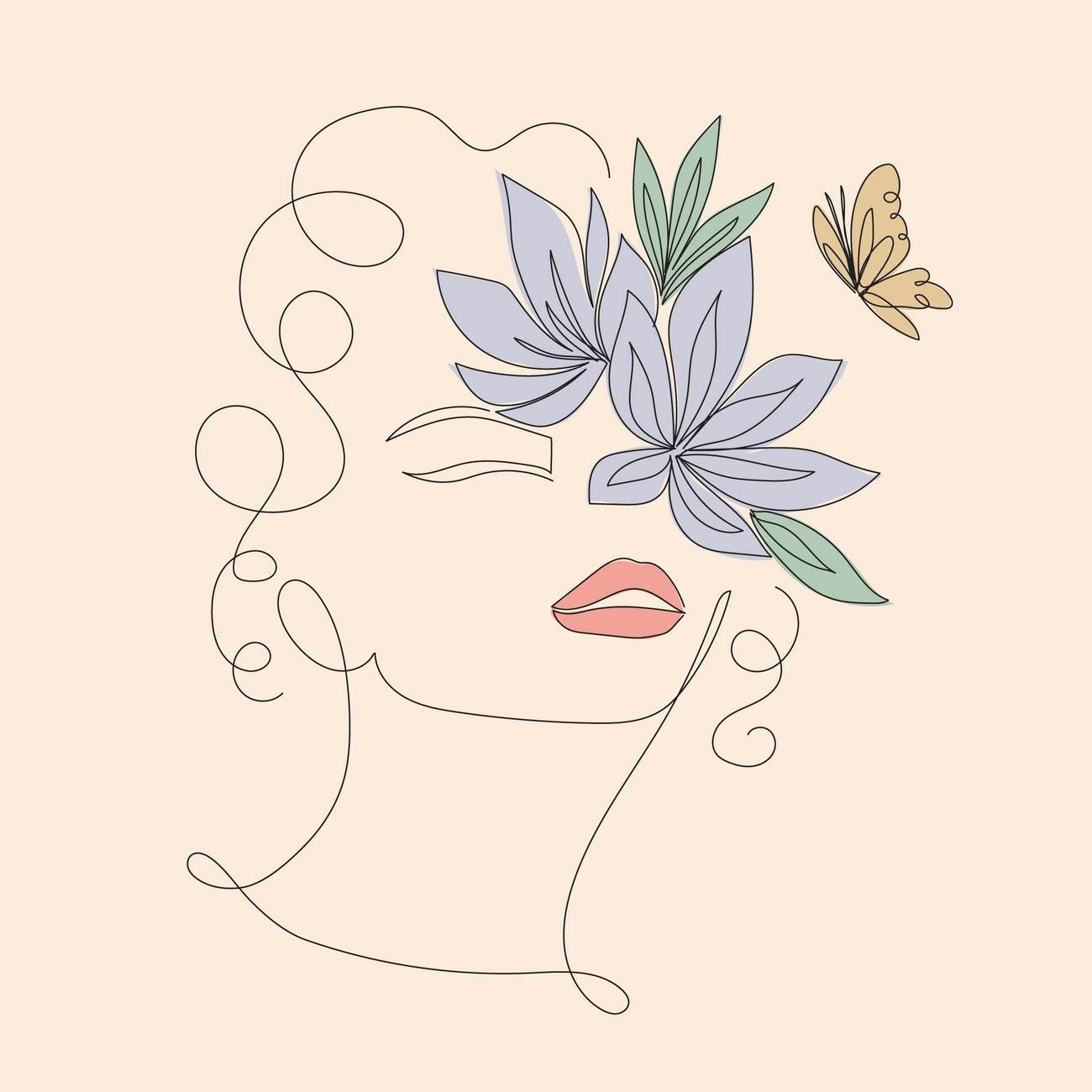 Butterfly Flower Woman Design Wall Art - beink online art store