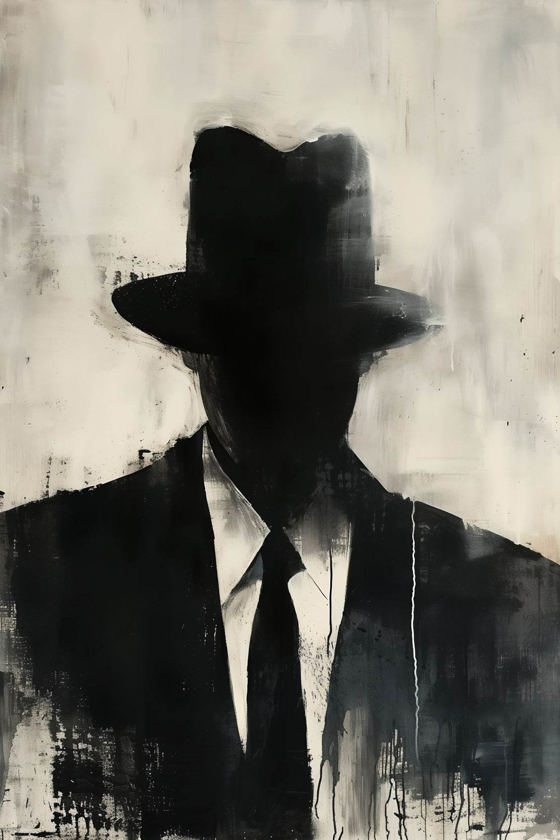 Painting of a Man Wearing a Hat and a Suit - beink online art store