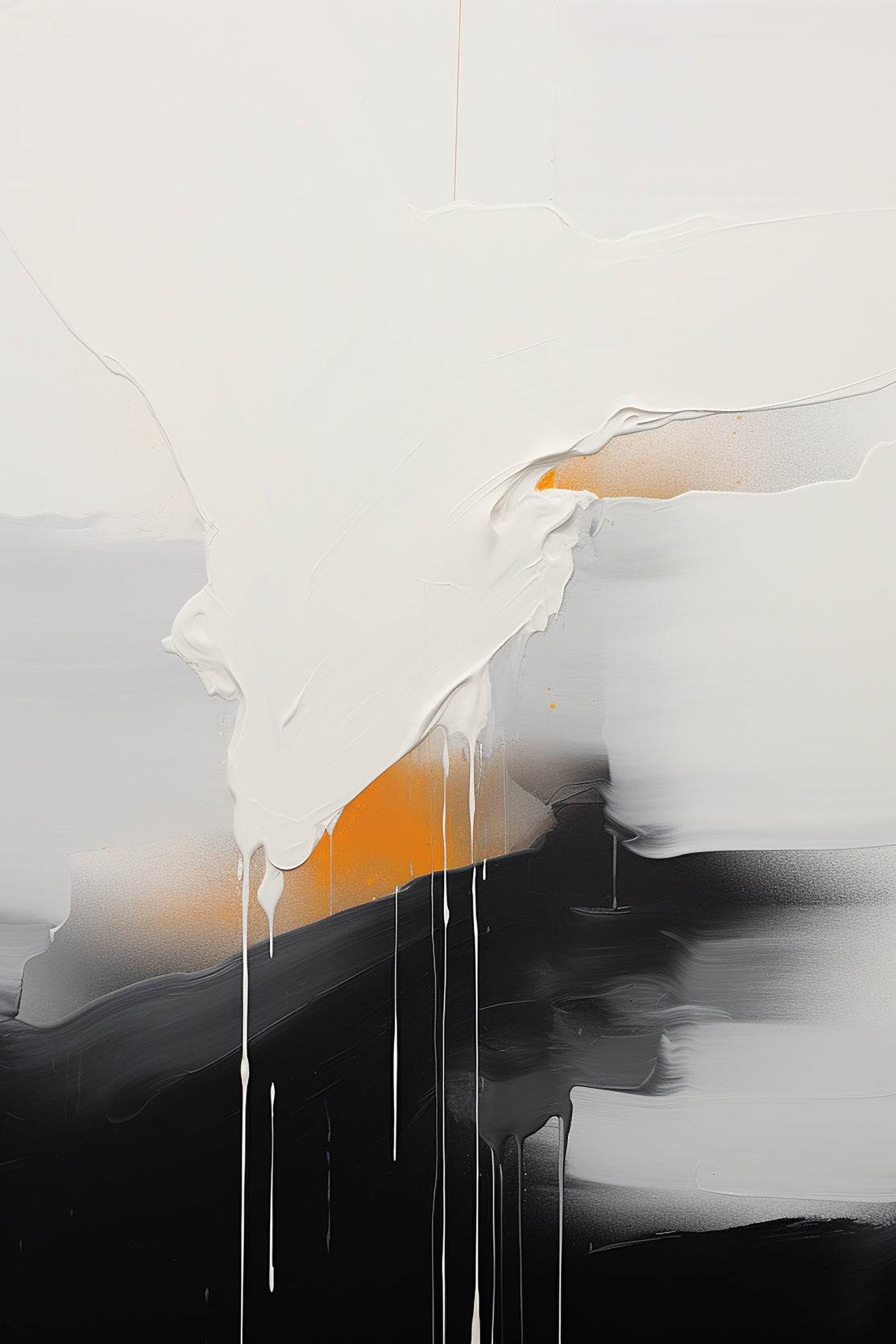 Black and White Brush Stroke Abstract Wall Art - beink online art store