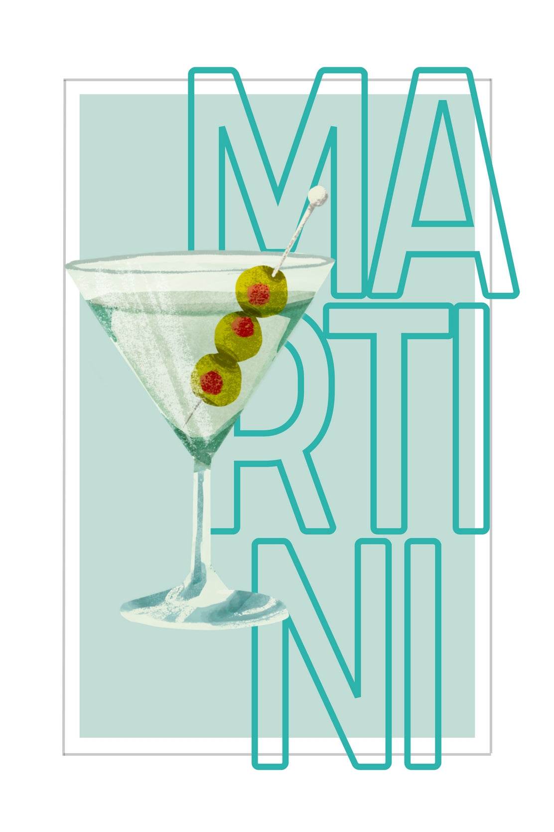 Martini Cocktail With Green Olives Wall Art - beink online art store