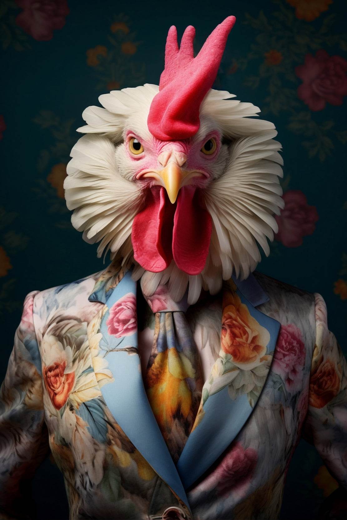 Fashionable Rooster in Party Dress Wall Art - beink online art store