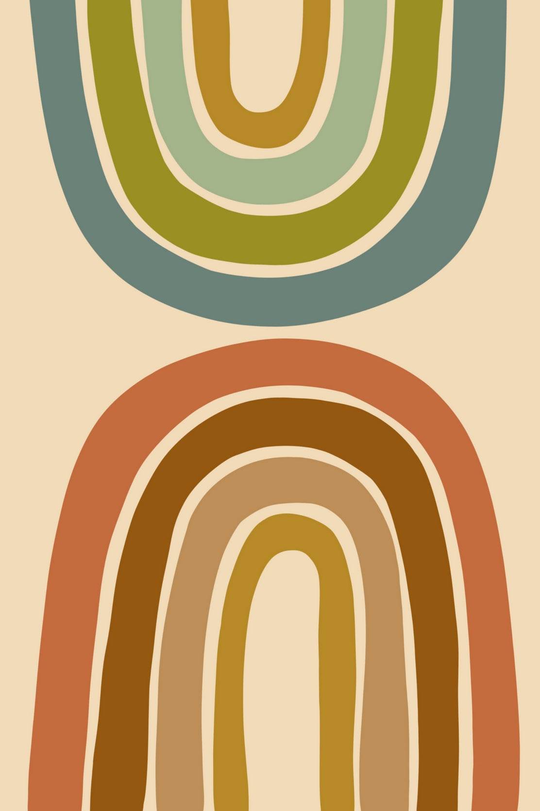 Rainbow Design with Muted Earthy Tones ArtWork - beink online art store