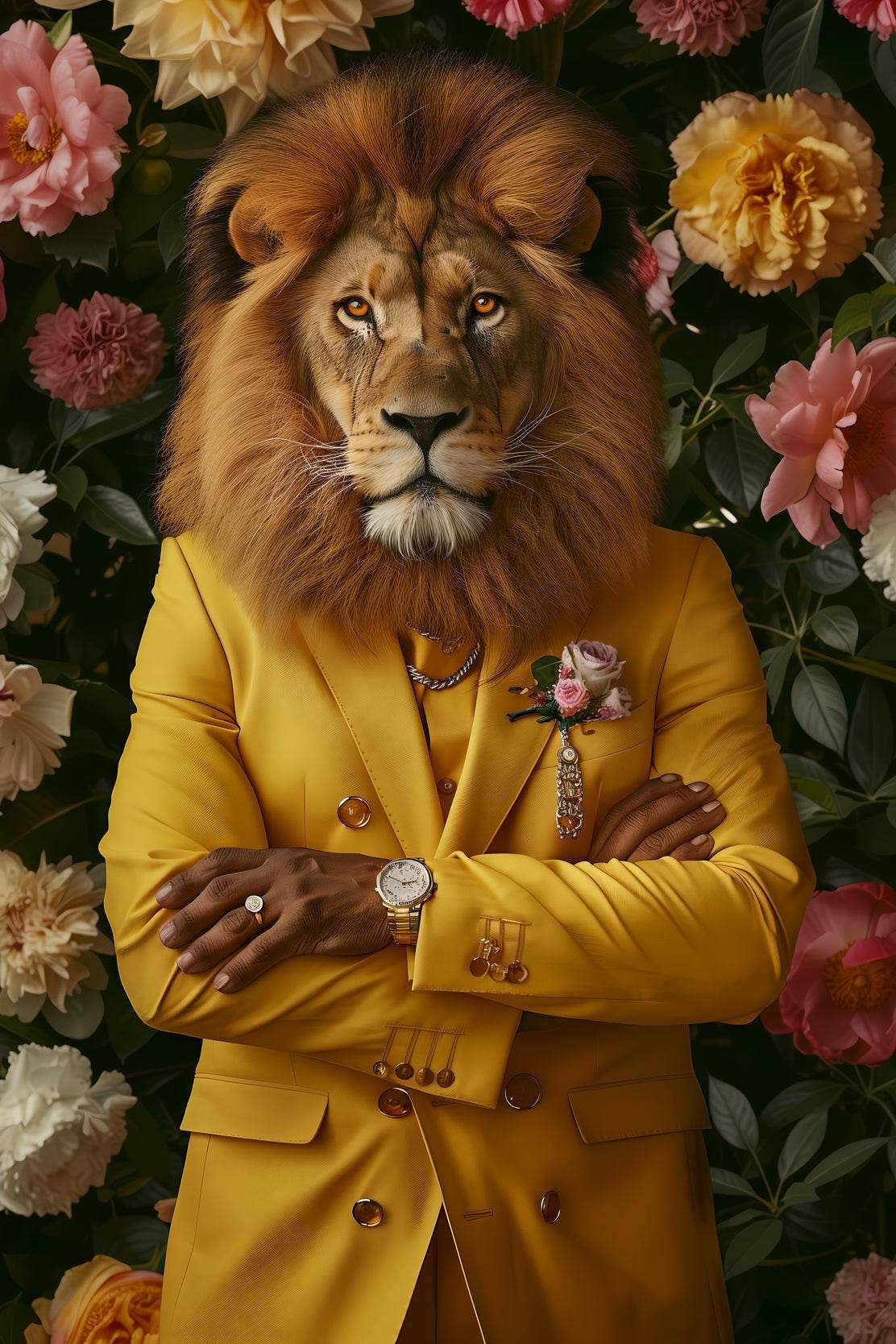 Master Flame Lion Wearing Coat Wall Art - beink online art store
