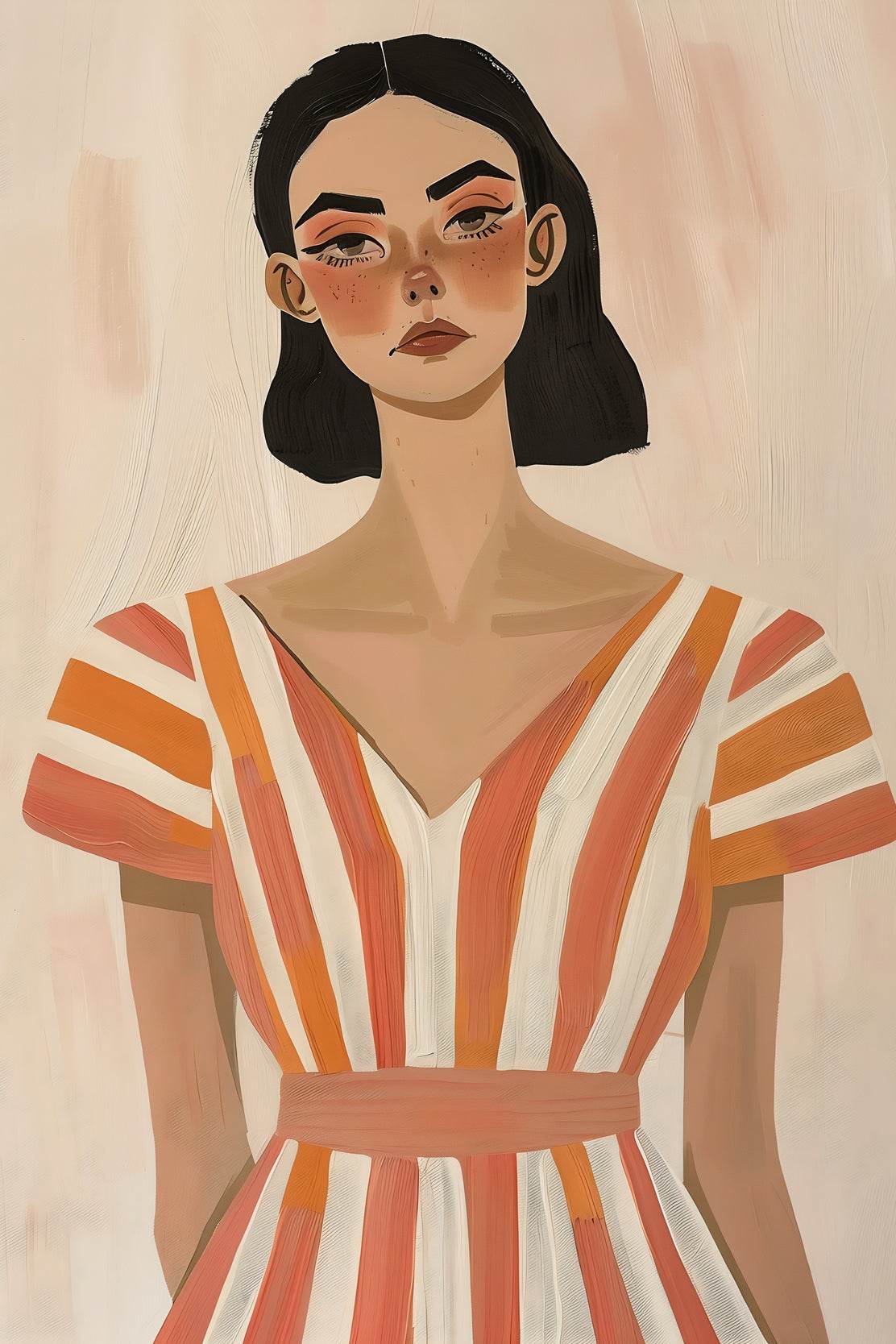 Women in Senset Stripes Dress - Bold Serenity Wall Art - beink online art store