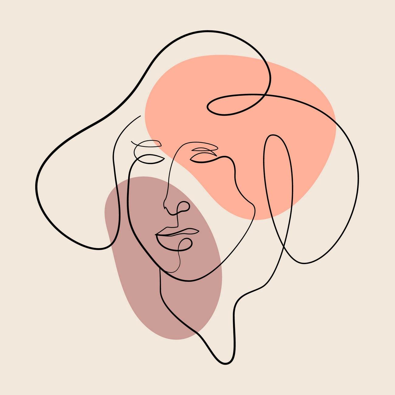 Female Face Abstract Wall Art - beink online art store