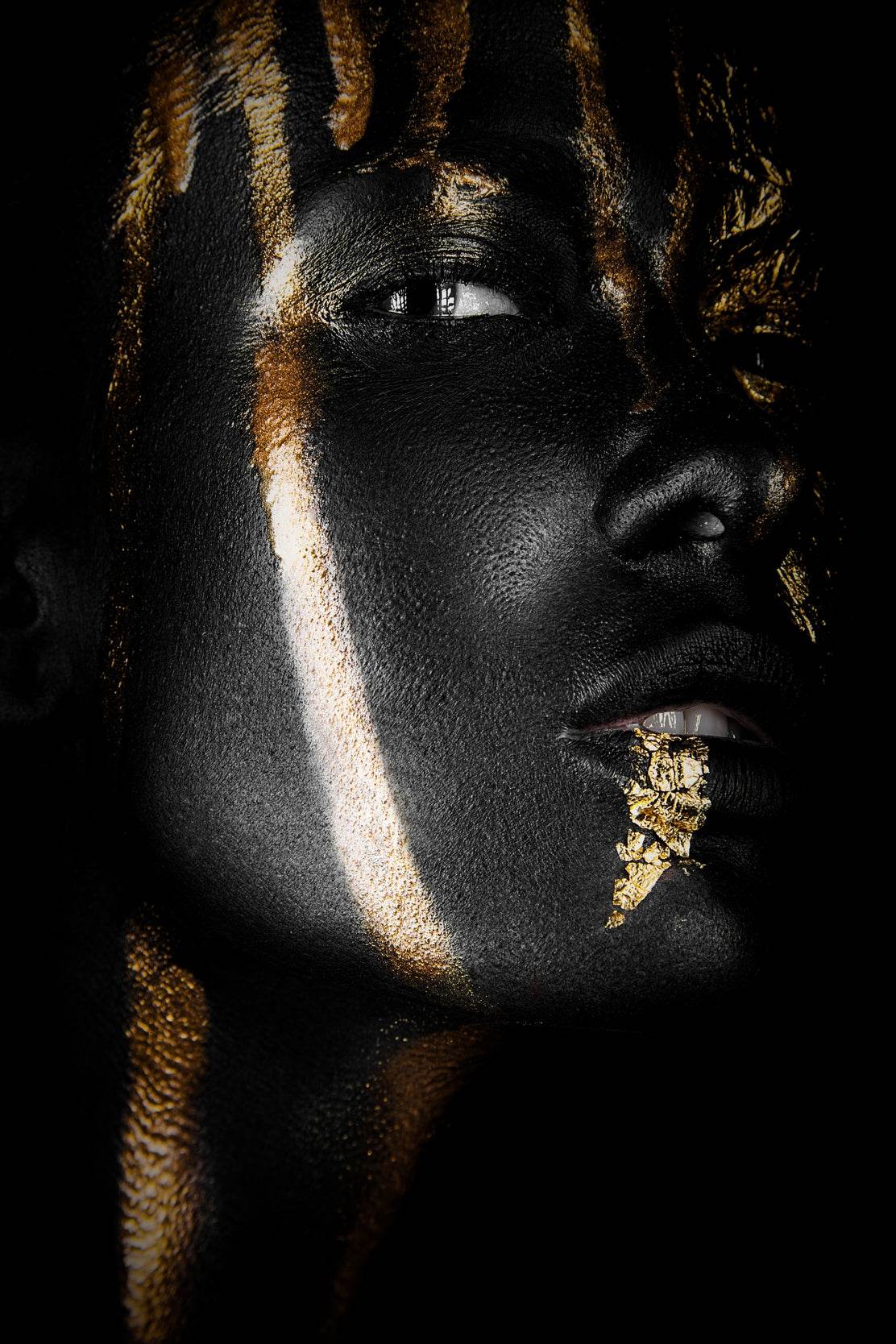 Woman With Golden Color in Her Face And Hair - beink online art store