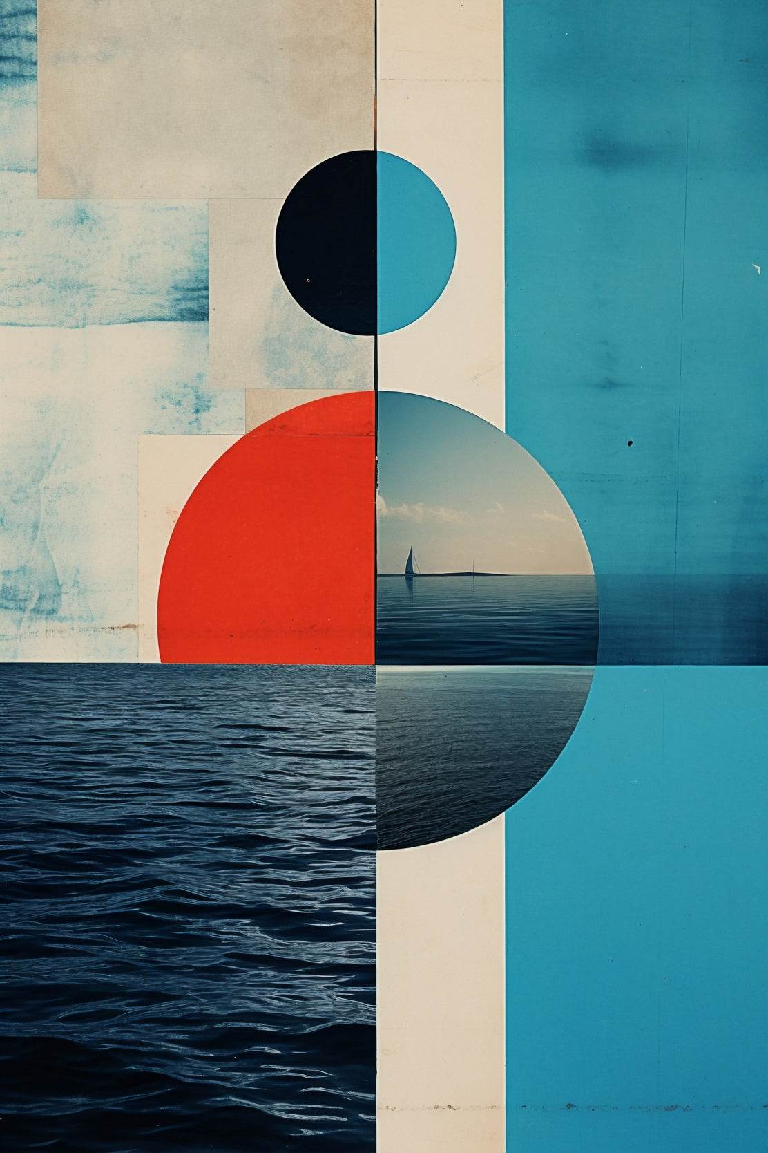 Creative Geometric Shapes With Sea Abstract Wall Art - beink online art store