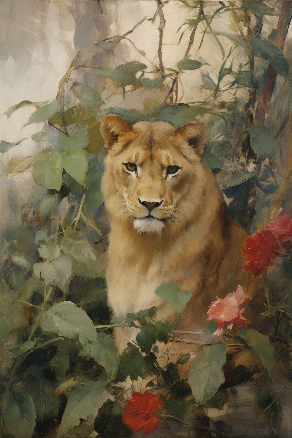 Painting of Lioness Animal Wall Art - beink online art store