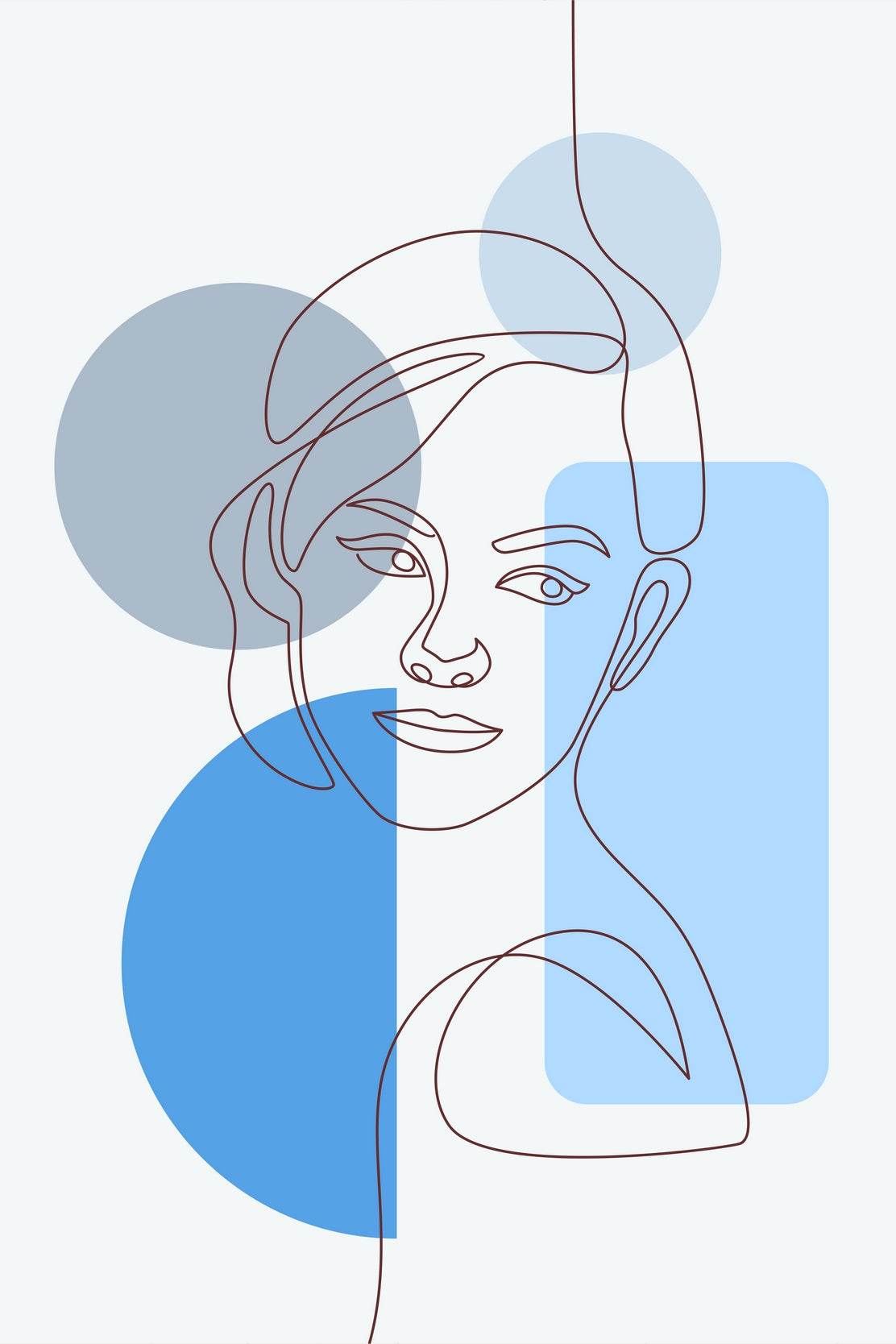 Minimal Face Of a European Girl Wall Art - beink online art store