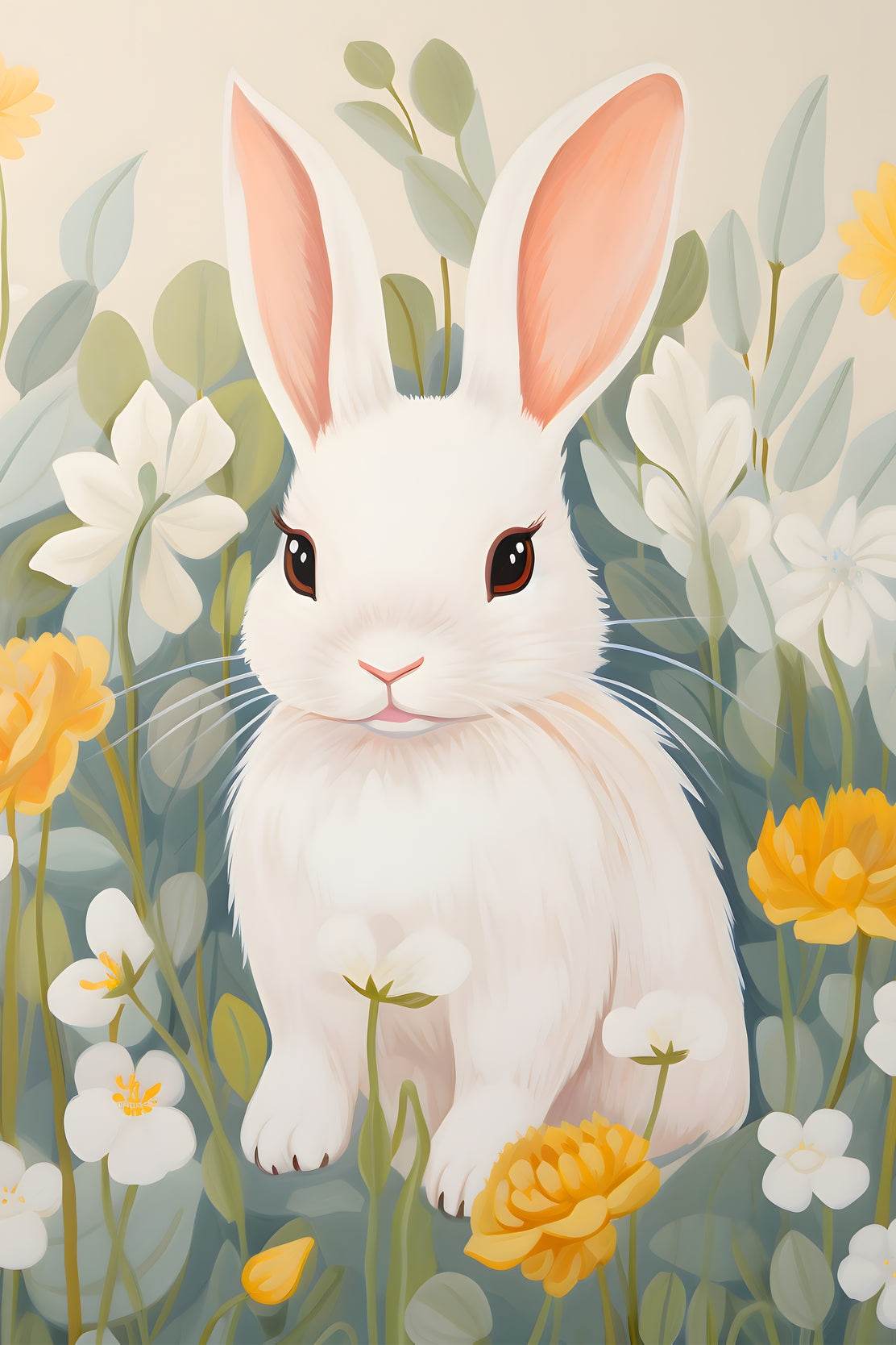 Shocked White Cartoon Bunny Wall Art - beink online art store