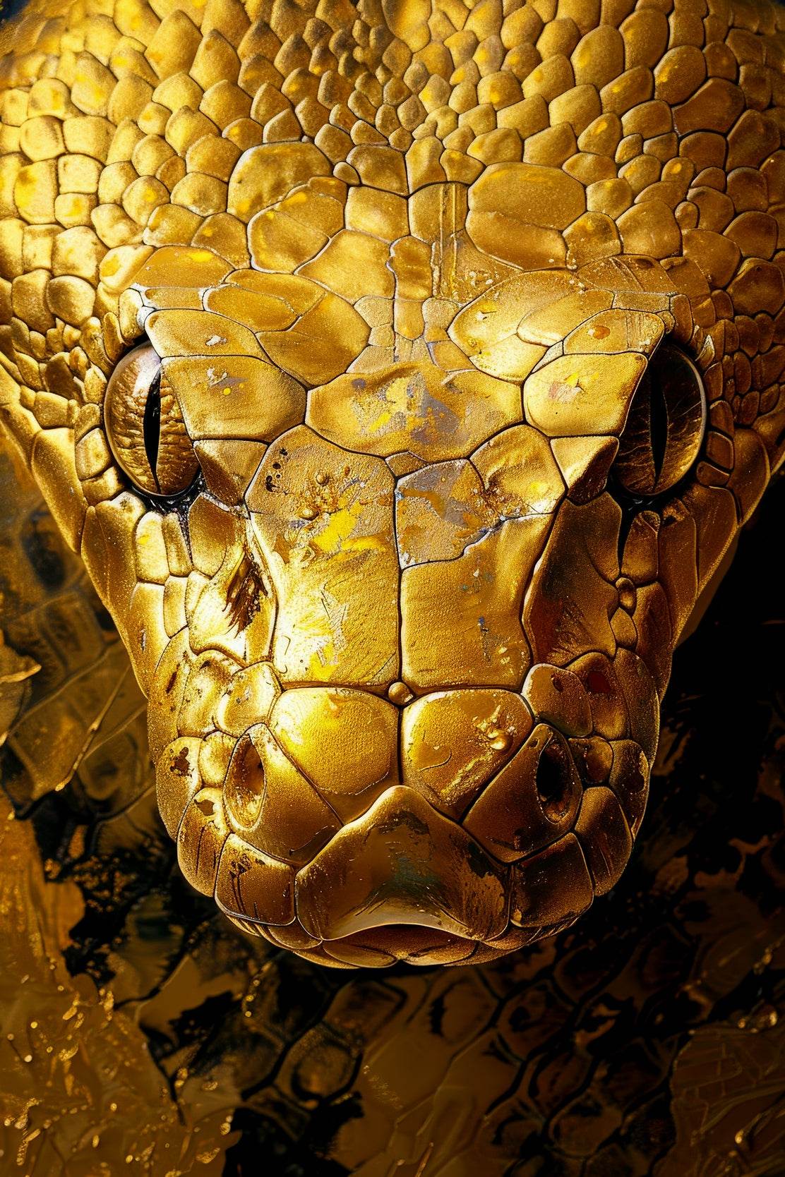 Golden Anaconda Snake Wall Art - beink online art store