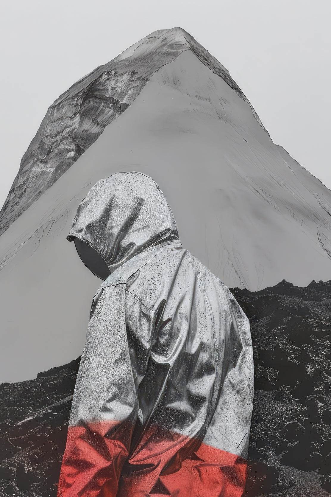 Black And White Photo of A Man On The Side Of A Mountain Wall Art - beink online art store