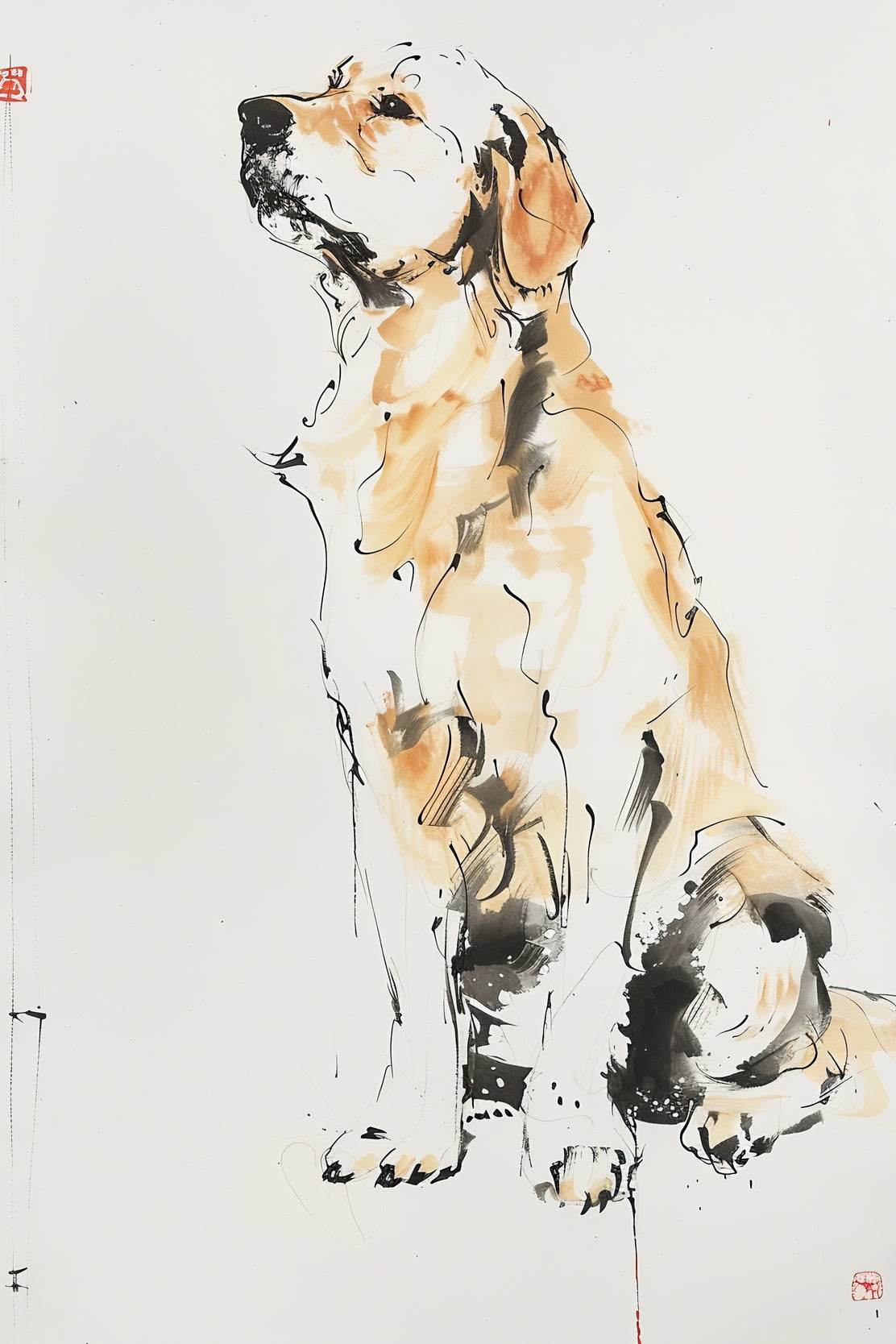 Drawing A Sitting Dog Wall Art - beink online art store