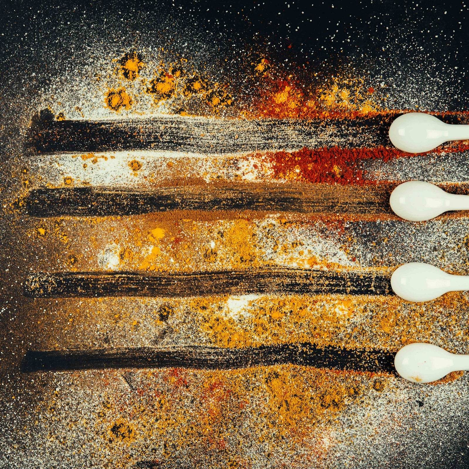 Spread Spices on Black Table Paint Abstract Wall Art - beink online art store