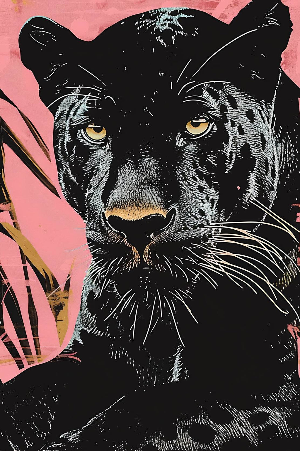 Majestic Black Panther With Pink Background - beink online art store