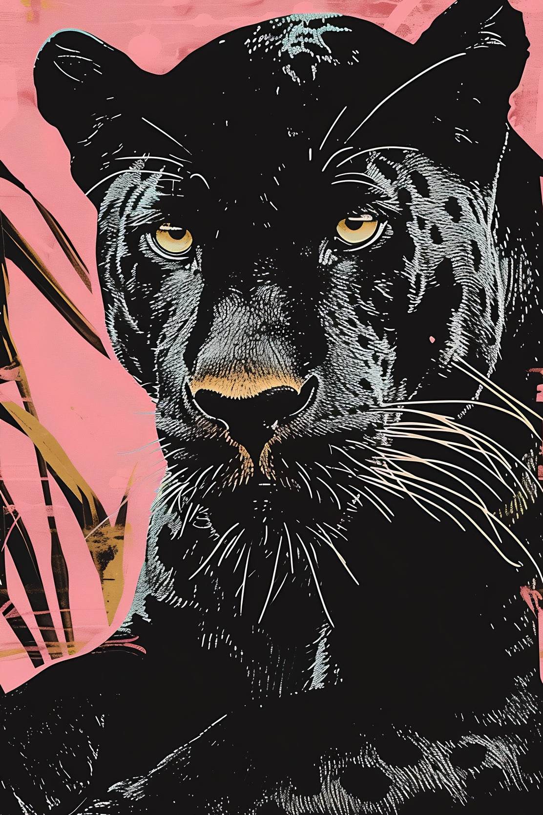 Majestic Black Panther With Pink Background - beink online art store