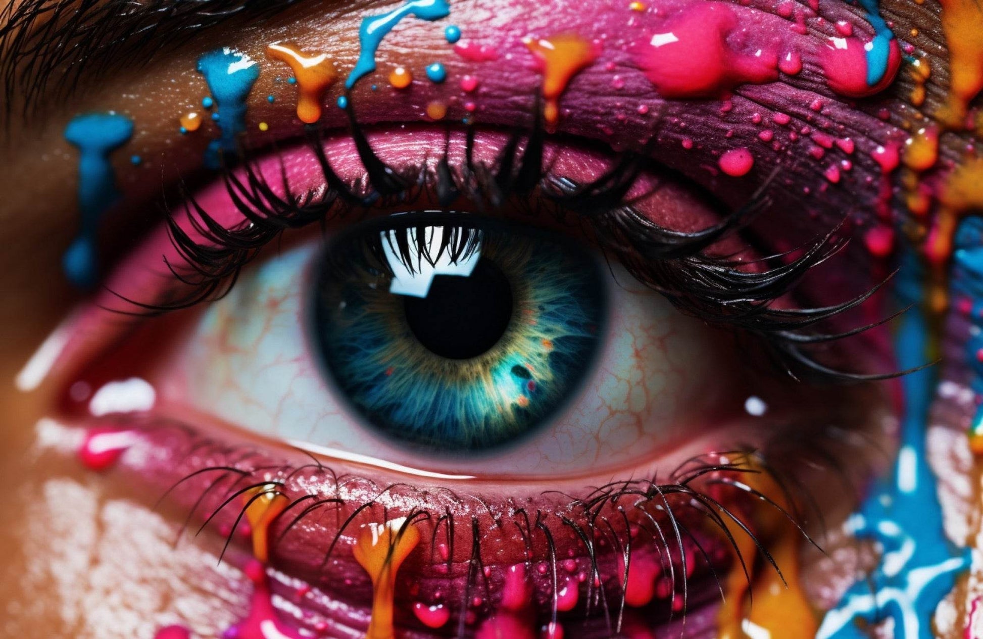 An Eye With Colorful Paint Splash Digital Art - beink online art store
