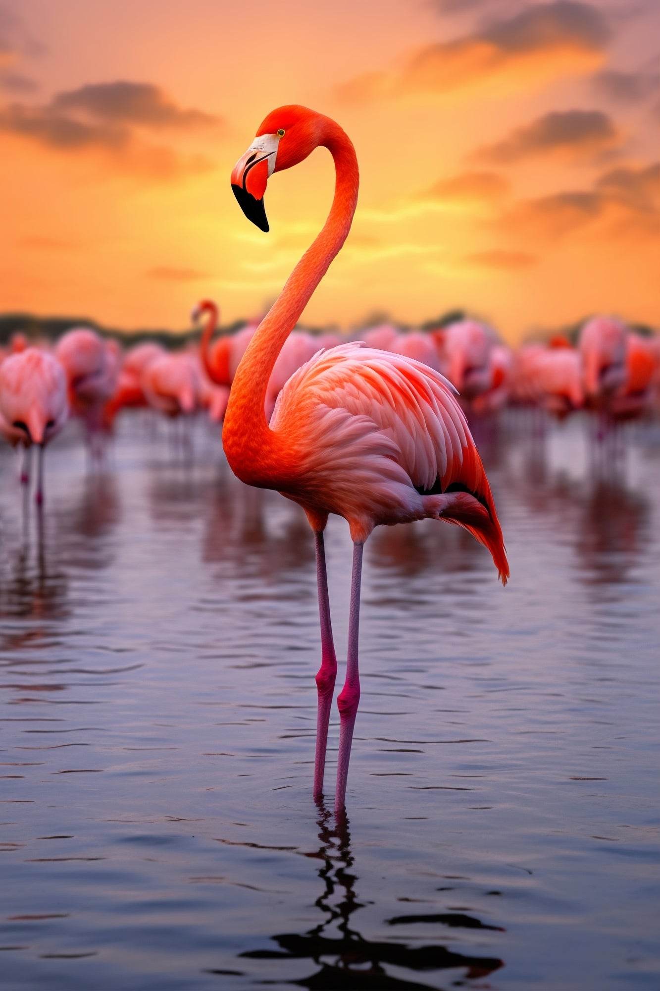 Red American Flamingo Wall Art - beink online art store