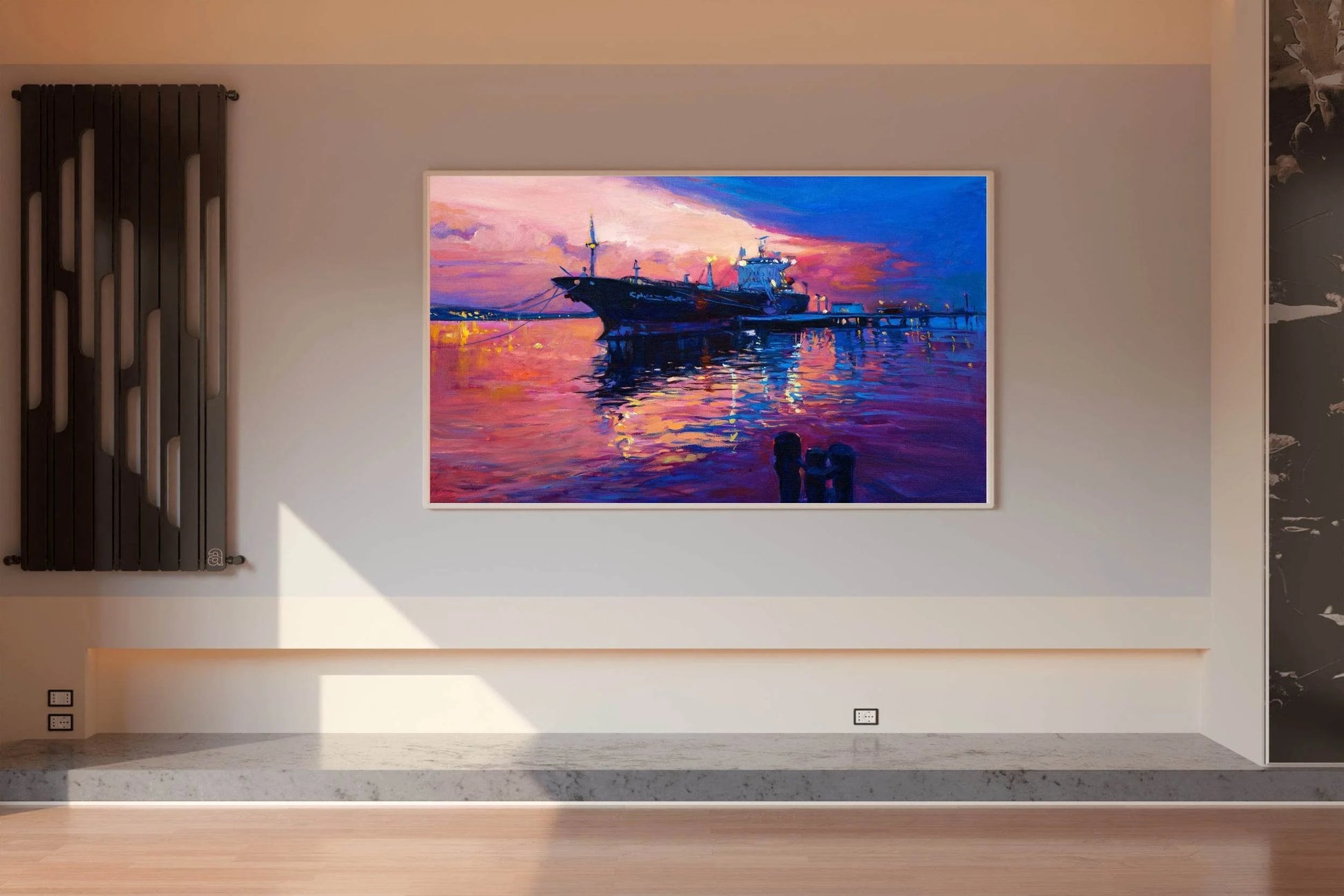 Watercolor Painting Of Ship in Port Wall Art - beink online art store