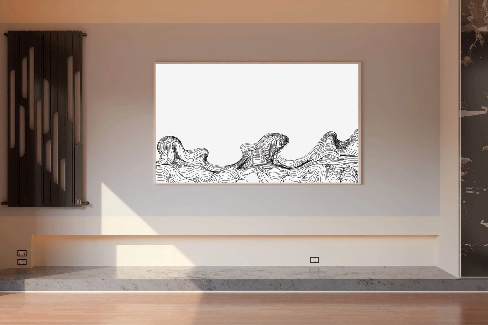 Handdrawn Thin Waves Abstract Wall Art - beink online art store