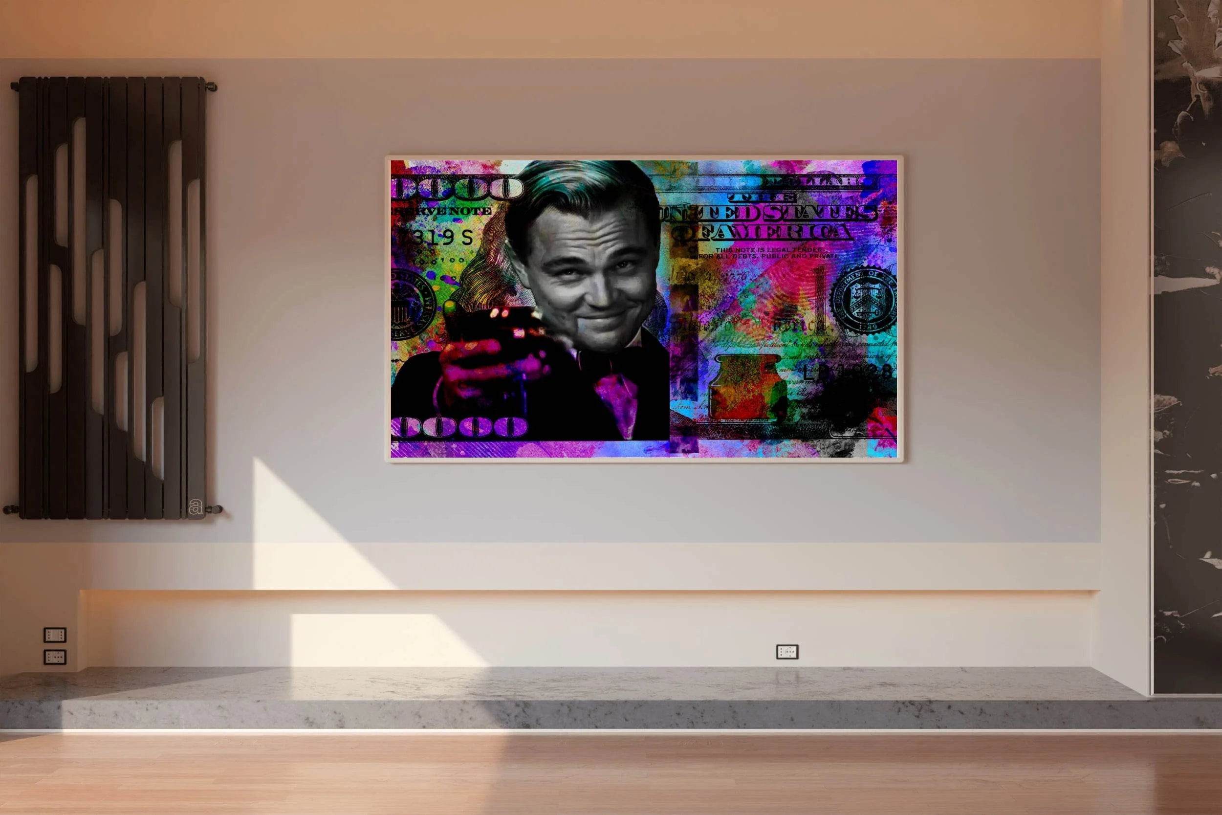 Leonardo DiCaprio - Colorful Dollar Background Wall Art - beink online art store