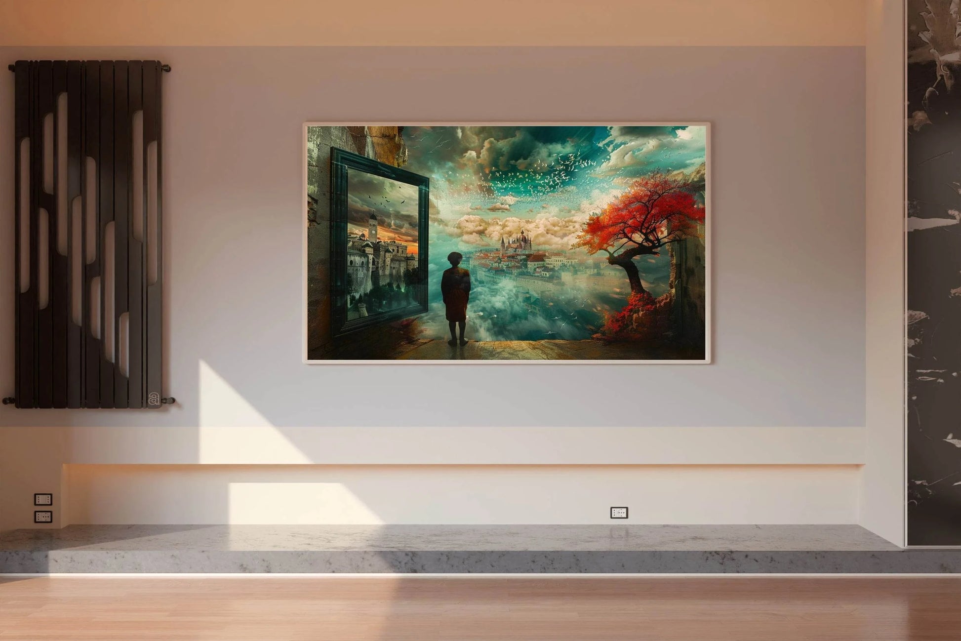 Digital Art of a Man is Looking at the Buildings - beink online art store