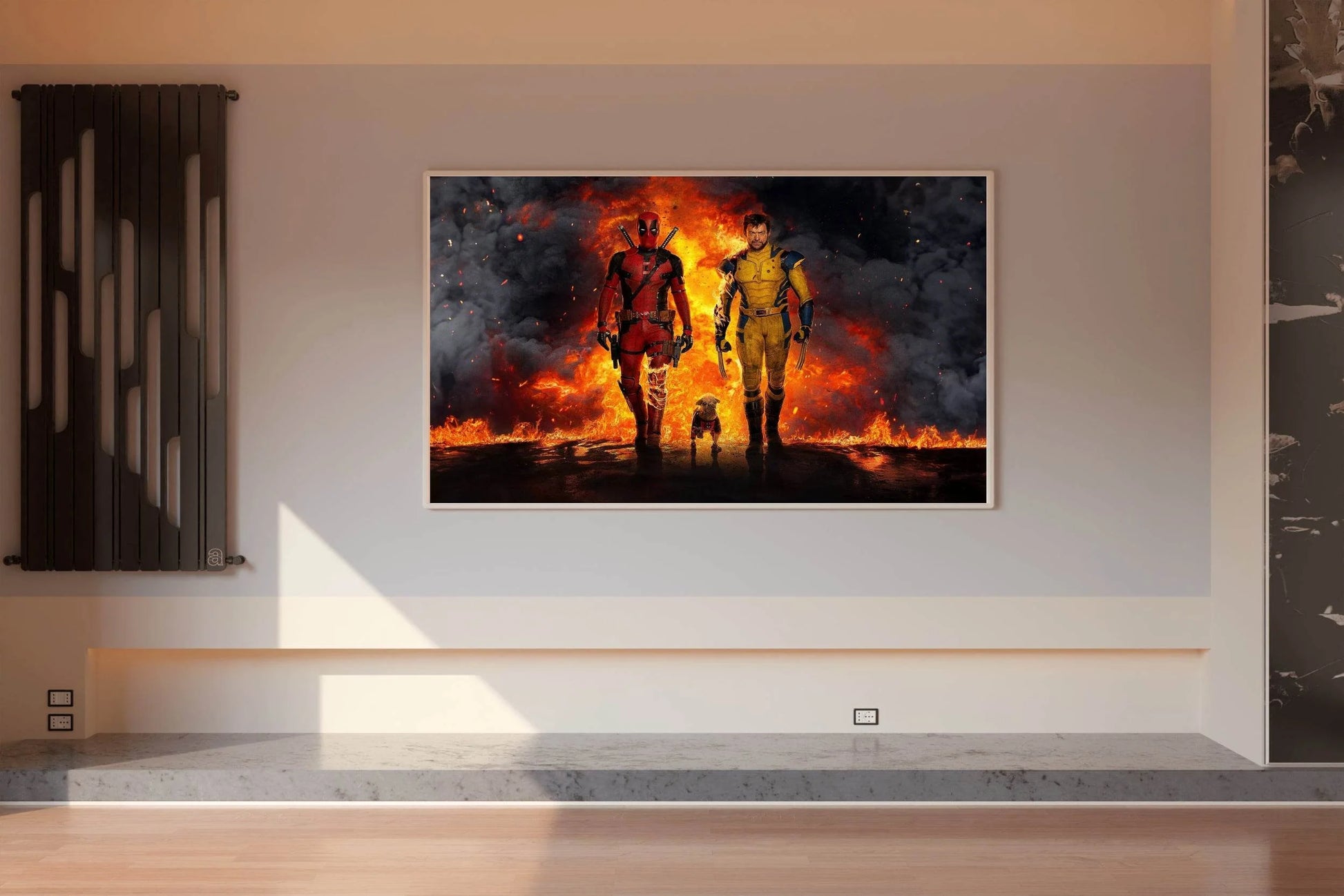 deadpool & wolverine with fire background Wall Art - beink online art store