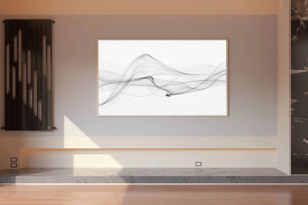 Wavy Black Net With White Background Abstrat Wall Art - beink online art store