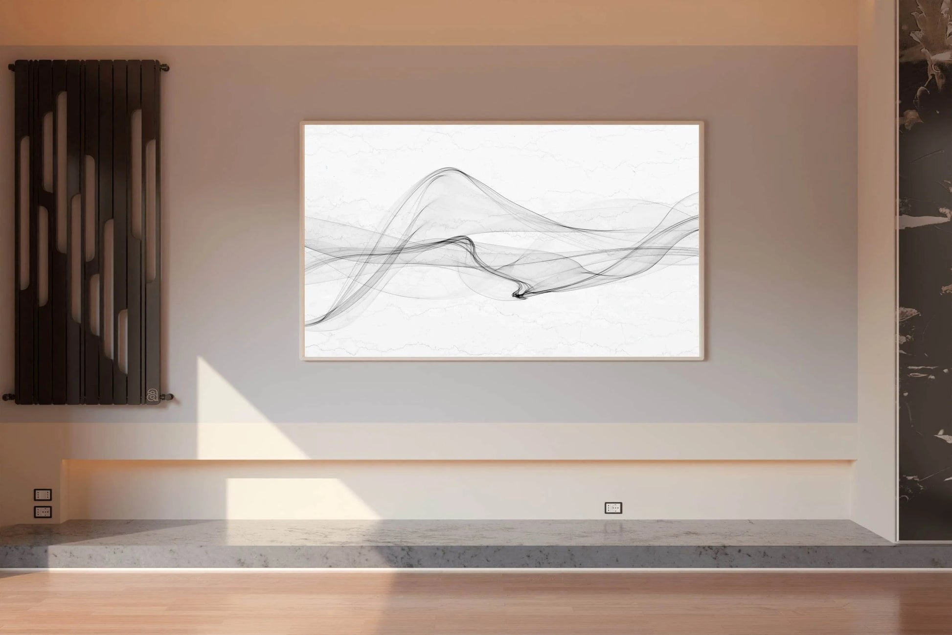 Wavy Black Net With White Background Abstrat Wall Art - beink online art store