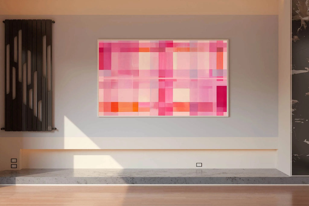 Grid of Squares in Shades of Pink and Orange - beink online art store