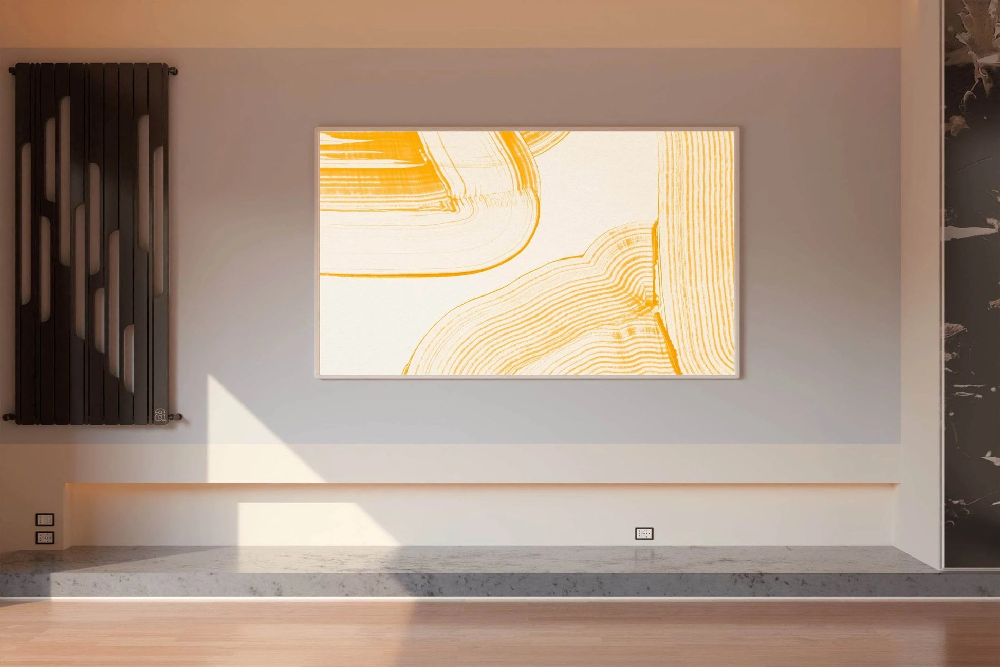 Yellow Brush Strokes Abstract Wall Art - beink online art store
