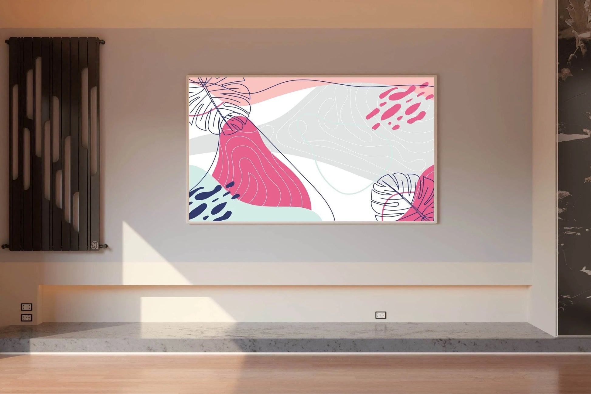 Monstera Deliciosa Flower With Pink Background Wll Art - beink online art store