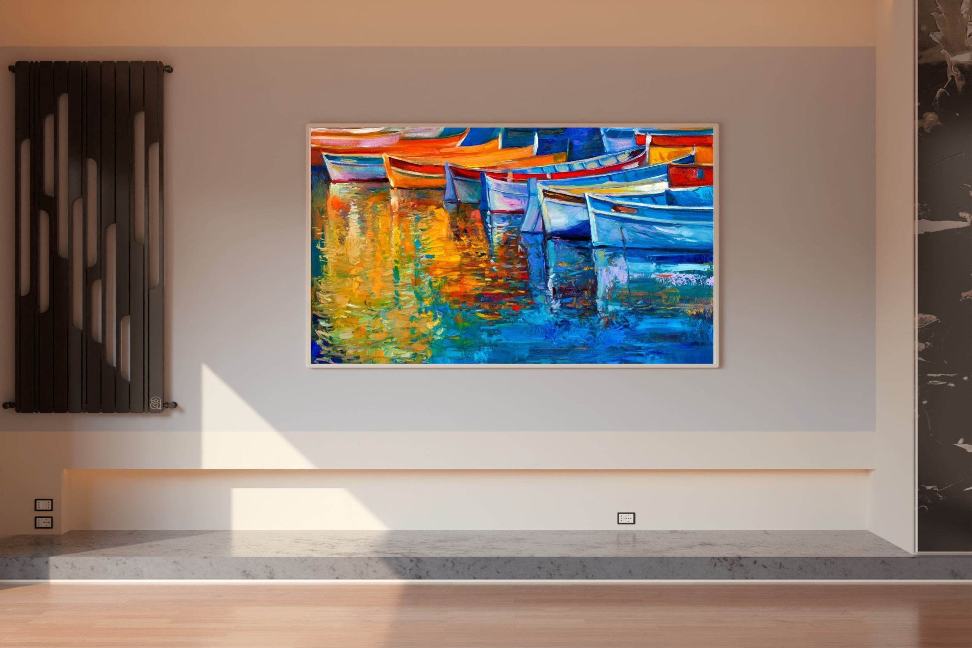 Oil Painting of Colorful Fishing Boats Wall Art - beink online art store