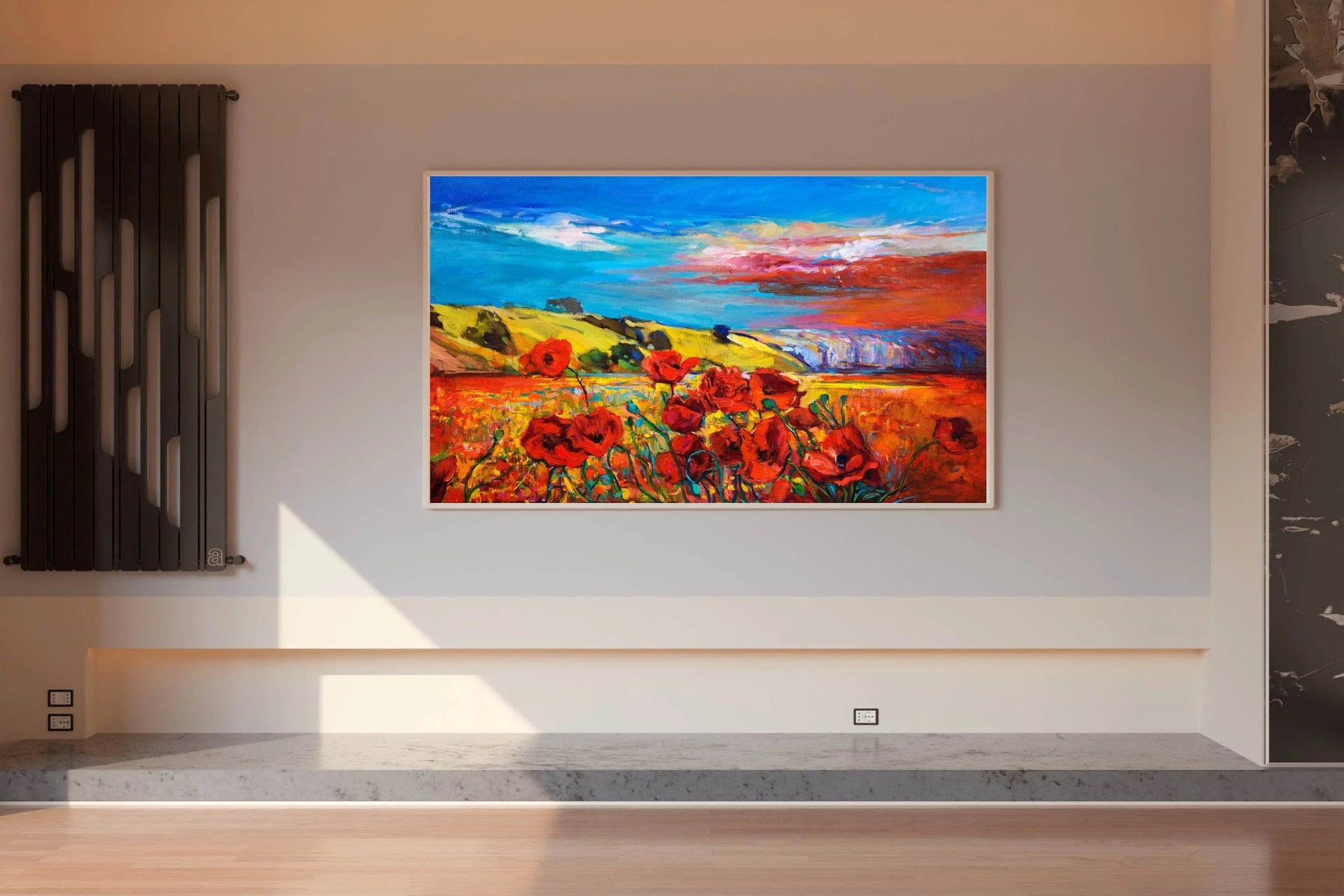 Watercolor Painting Of Poppy Field - beink online art store