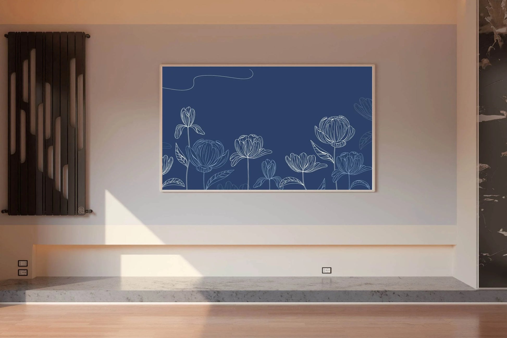 Aster Flowers With Blue Background Wall Art - beink online art store