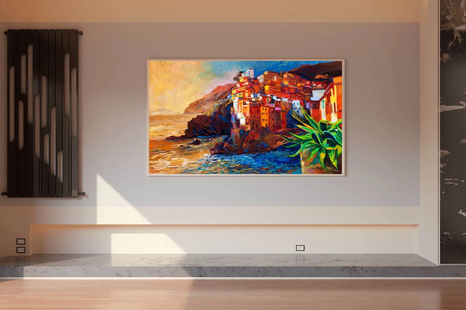 Watercolor Painting Of Coastal Buildings Wall Art - beink online art store