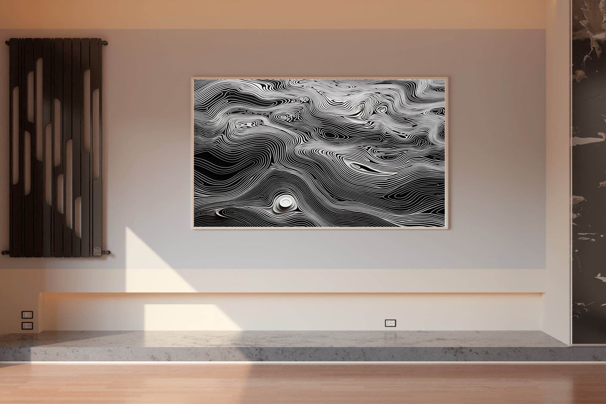 Wavy White Topography Abstract Wall Art - beink online art store