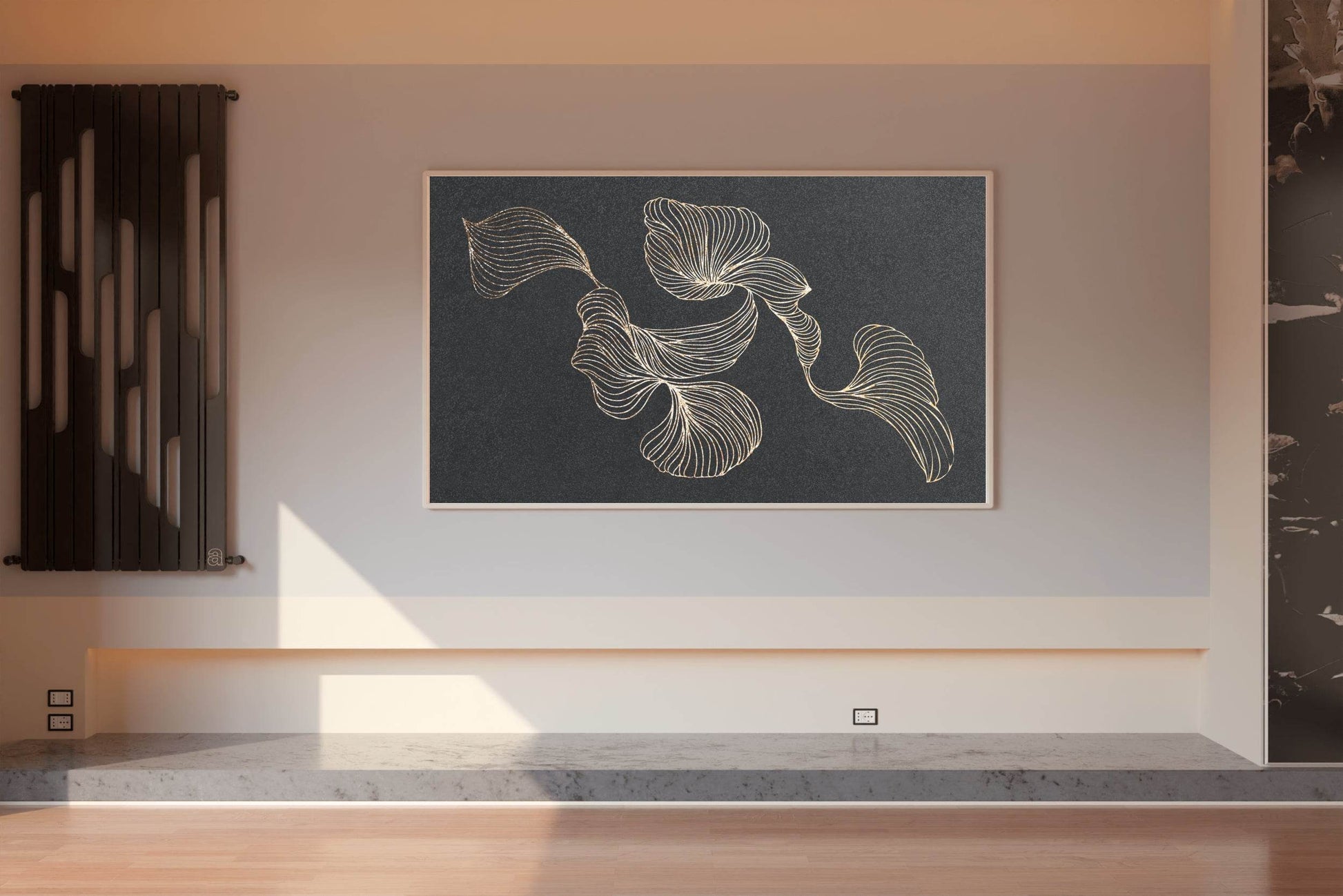 Golden Swirl Lines Design Wall Art - beink online art store