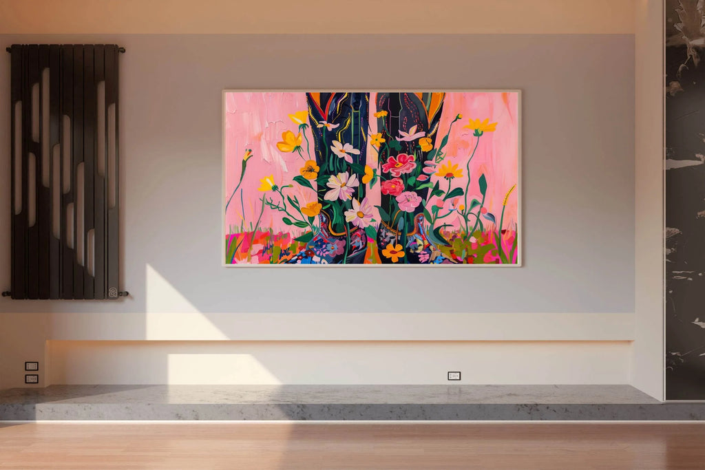 Cowboy Boots in Beautiful Blooms Wall Art - beink online art store