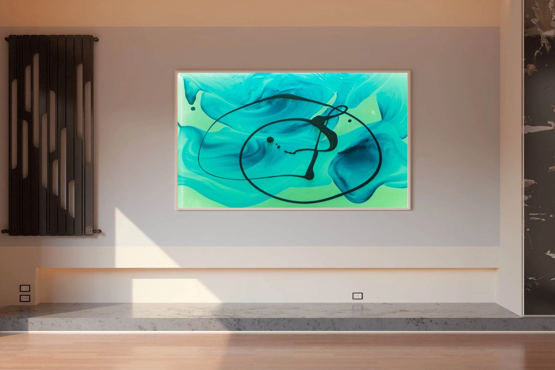 Cyan Oil Paint Abstract Wall Art - beink online art store