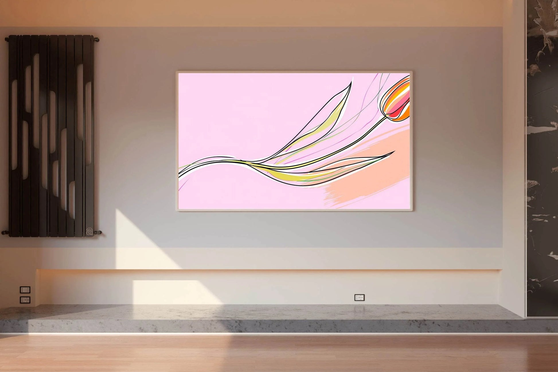 Handmade Plant with Pink Background Abstract Wall Art - beink online art store