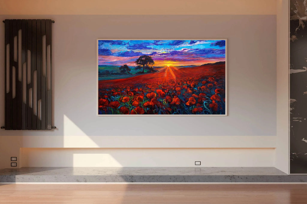 Oil Painting Sunrise In Flower Field Wall Art - beink online art store