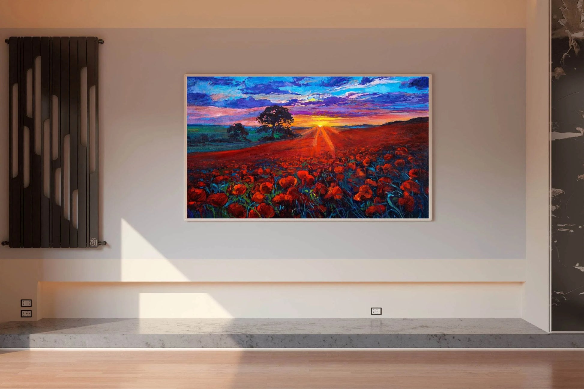 Oil Painting Sunrise In Flower Field Wall Art - beink online art store