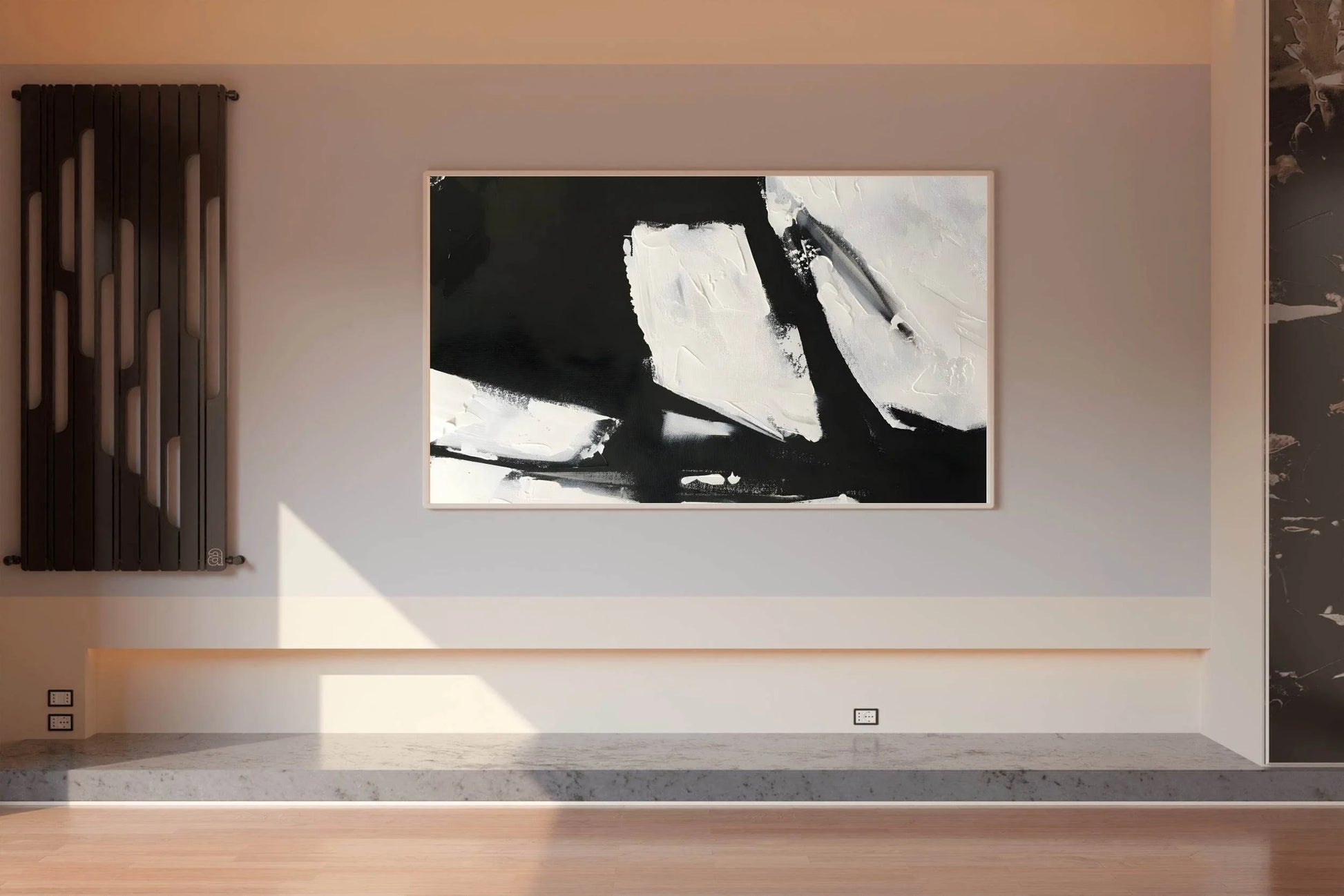 Black and White Paint Brush Strokes Wall Art - beink online art store