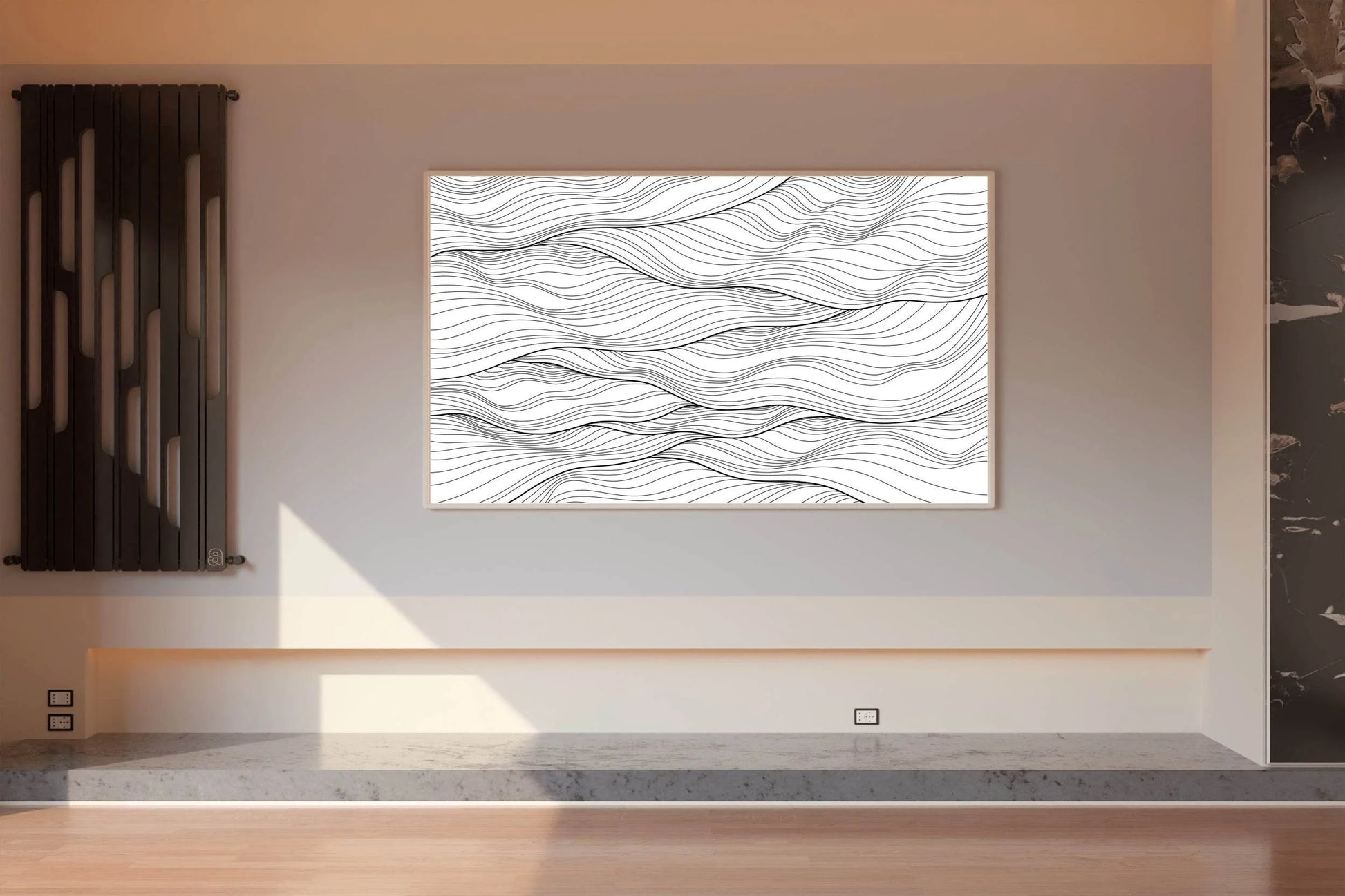 Black Thread Waves Abstract Wall Art - beink online art store