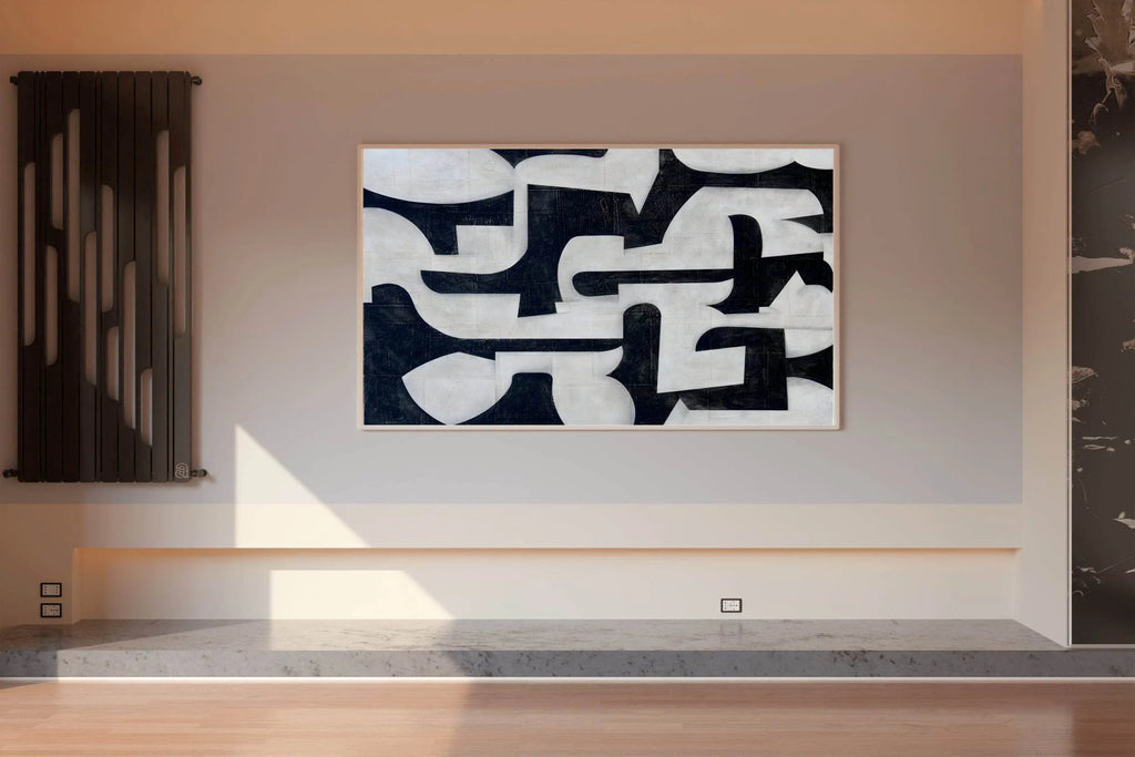 Black and White Interlocking Shapes Wall Art - beink online art store