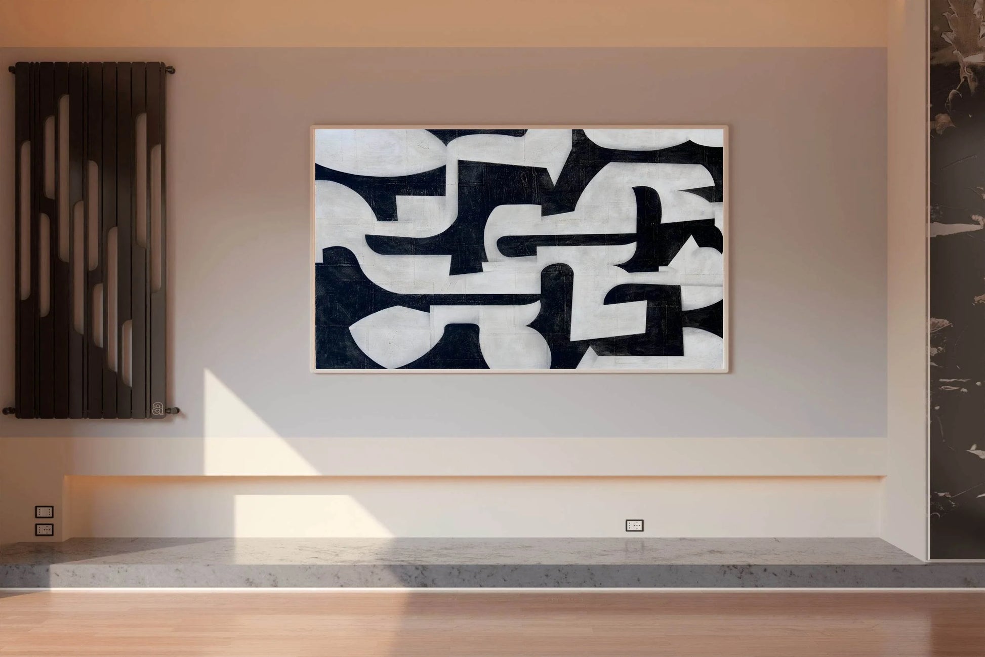 Black and White Interlocking Shapes Wall Art - beink online art store