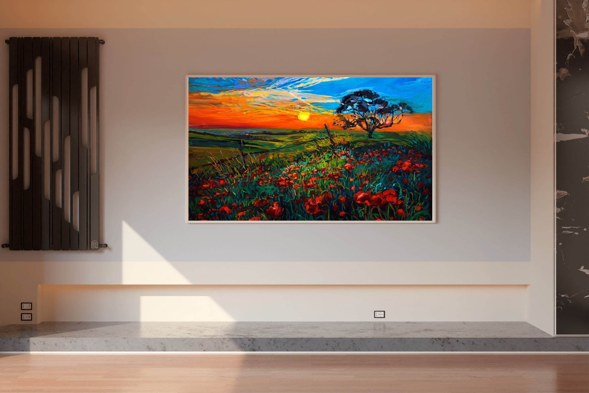 Sunset Painting In The Flower Garden Wall Art - beink online art store